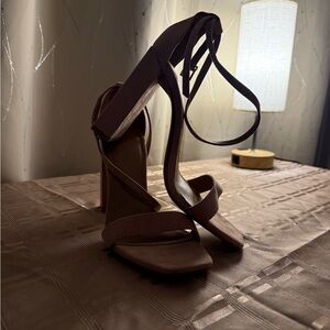 Elegant Pink Strappy Block Heels
